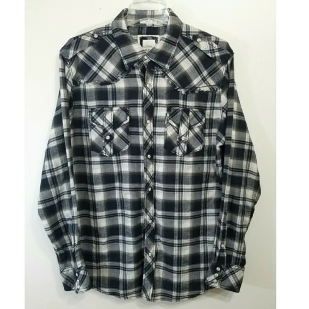 BKE Mens Slim fit Cotton Frayed Button Down Shirt